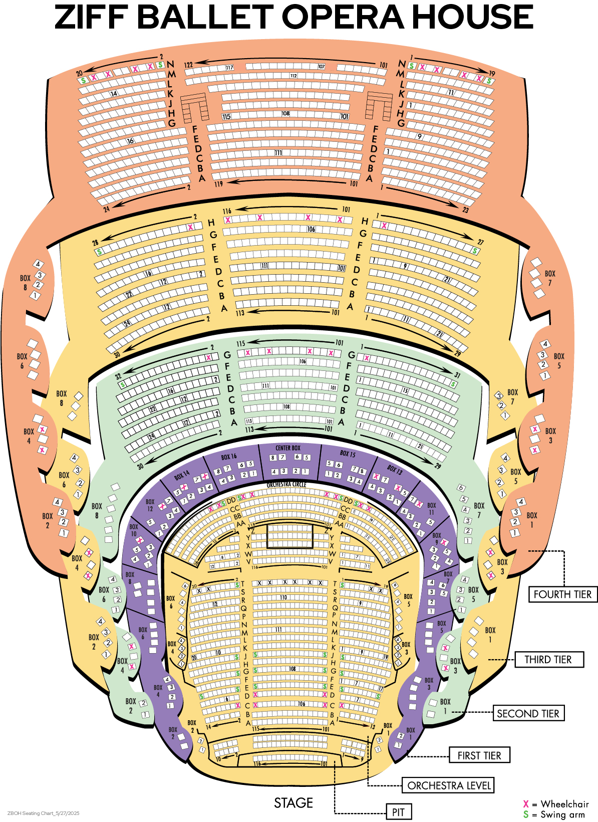 Ziff Ballet Opera House Seat Map